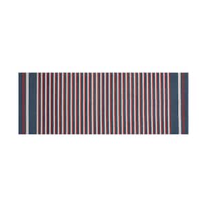 Navy, Red and White Stripe 17.5 in. x 48 in. PVC Door Mat