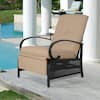 ULAX FURNITURE Black Adjustable Steel Outdoor Reclining Lounge Chair with  Red Cushion HD-970237R - The Home Depot