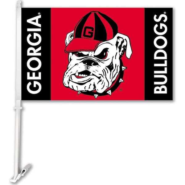 BSI Products NCAA 11 in. x 18 in. Georgia 2-Sided Car Flag with 1-1/2 ft. Plastic Flagpole (Set of 2)