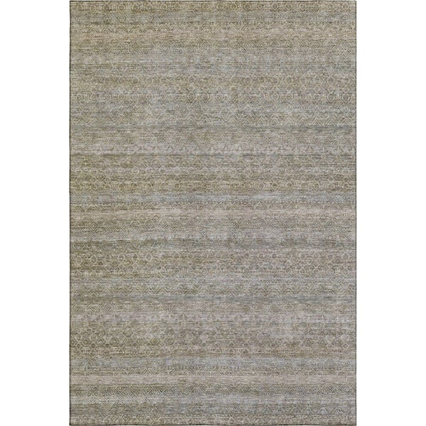 Mayfield Premium Machine Washable Abstract AMF2105 Khaki 9 ft. x 12 ft. Area Rug