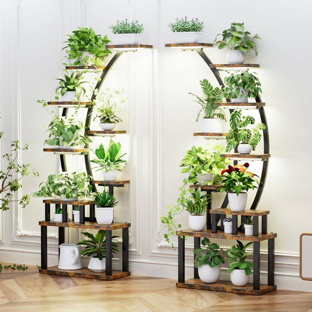 (2-Pieces) Full Spectrum Grow Lights, 9-Tier Indoor Plant Stand with Timer, Display Rack for Indoor Plants price history on PriceWatchPro