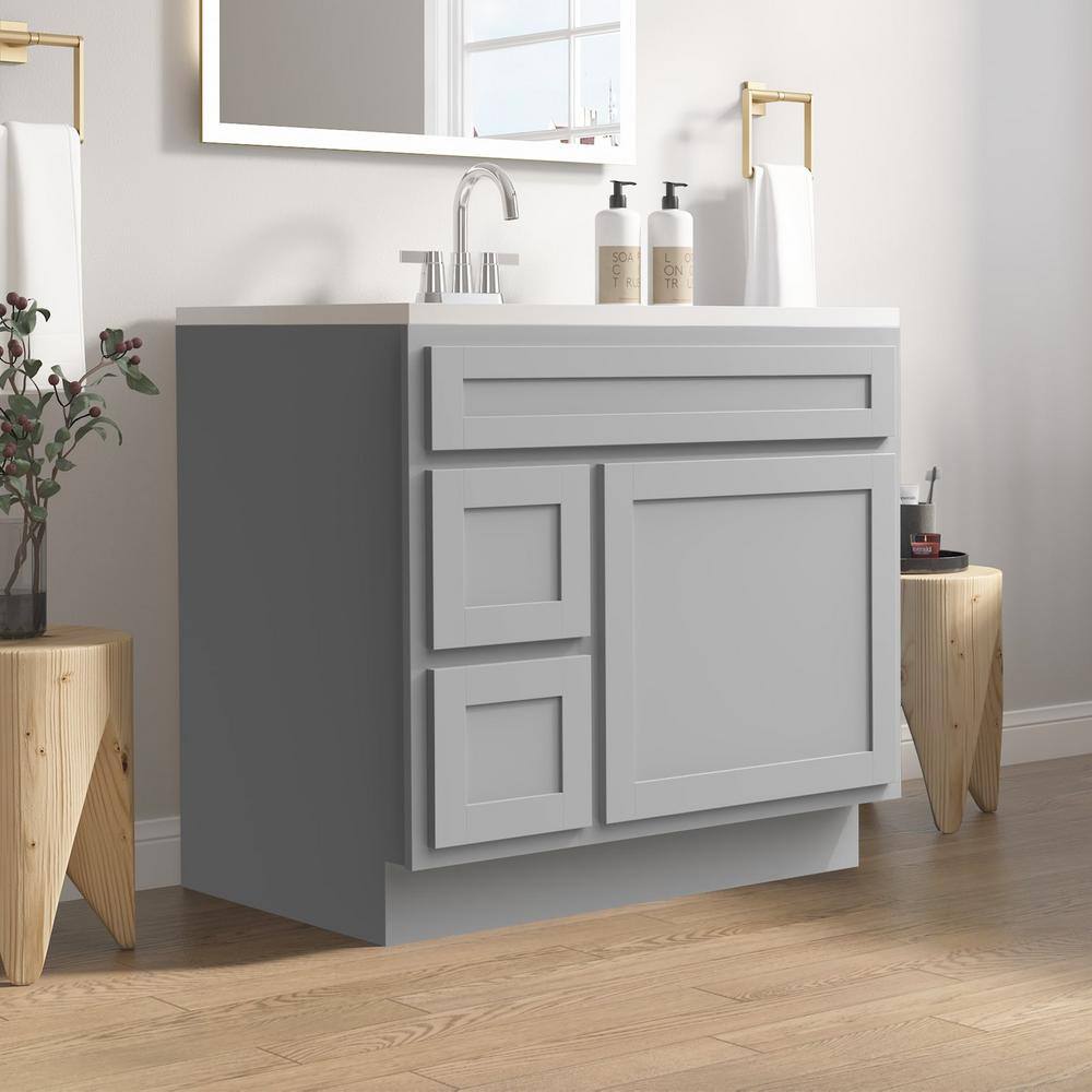 Gray 36" Freestanding Vanity Cabinet with Soft-Closing Drawers
