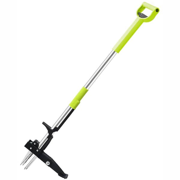 ITOPFOX Handle Length 39.5 in. Weeder Heavy-duty StandupWeeding Puller Tool 39 in. L Ergonomic Handle with 3 Claw Stainles Steel