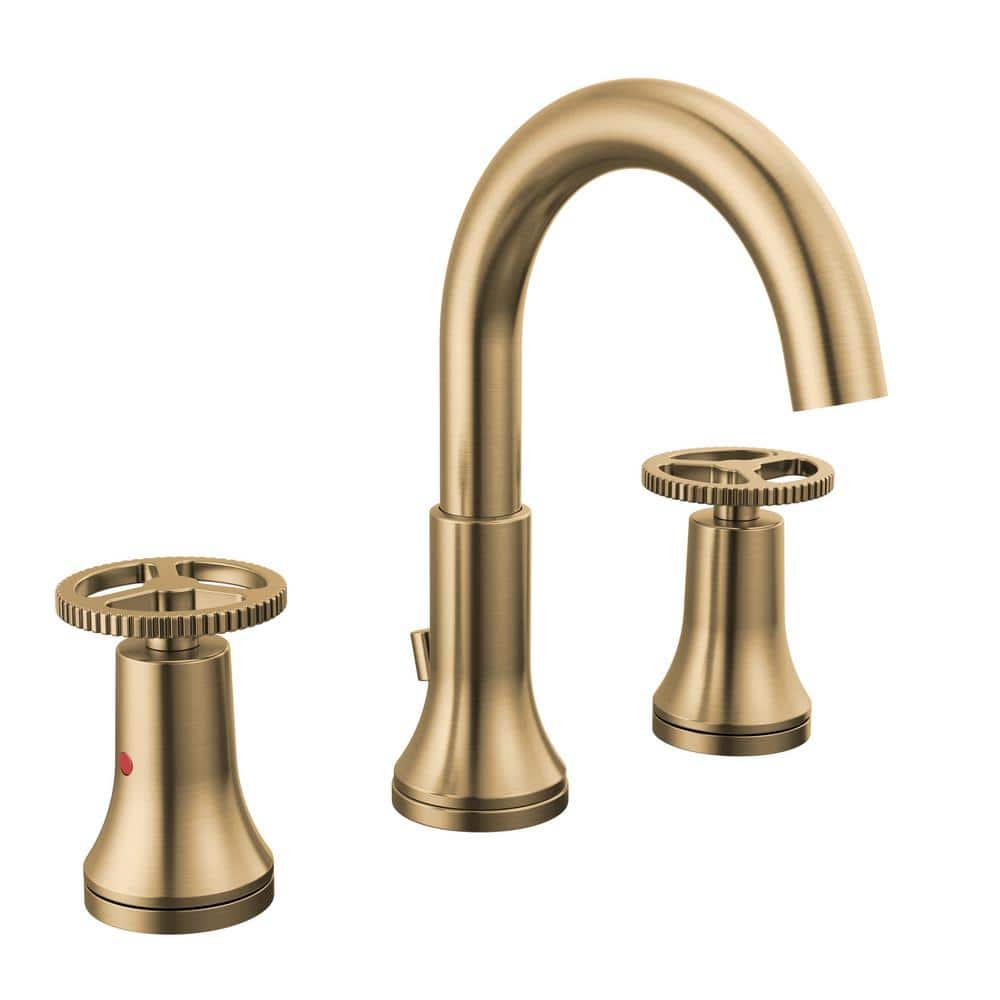 Champagne Bronze Modern Widespread Bathroom Faucet with Dual Handles