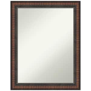 Caleb Brown 22 in. x 28 in. Non-Beveled Farmhouse Rectangle Framed Bathroom Wall Mirror in Brown