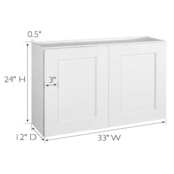 Design House Brookings Solid Wood Assembled Shaker 33 in. x 24 in. x 12 in. 2 Door Wall Kitchen Cabinet W3324 in White