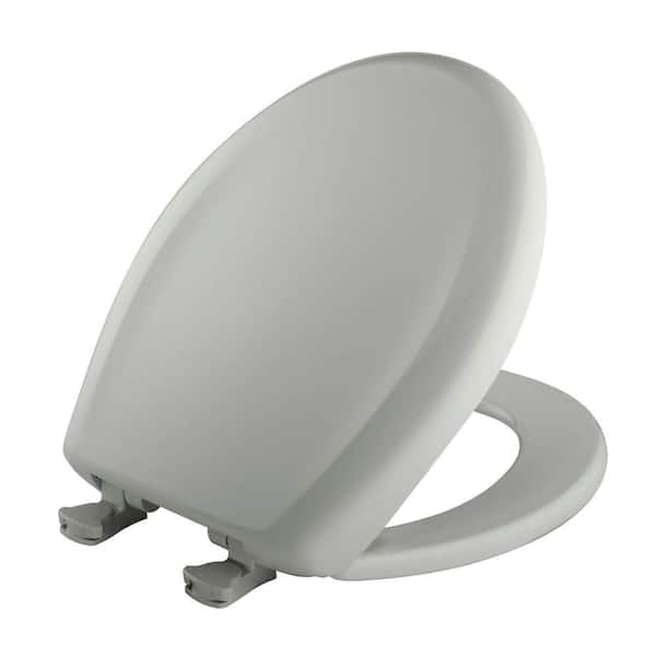 BEMIS Soft Close Round Plastic Closed Front Toilet Seat in Ice Gray Removes for Easy Cleaning and Never Loosens