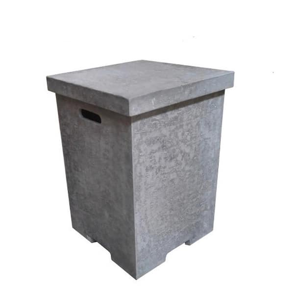 Elementi Elementi 18 in. L x 18 in. W x 25 in. H Light Grey Concrete Propane Tank Cover with Removable Lid