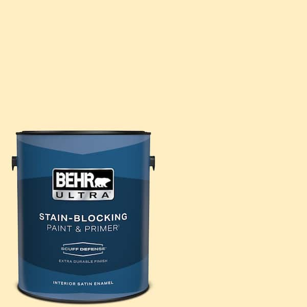 BEHR ULTRA 1 gal. #350A-3 Pale Sunshine Extra Durable Satin Enamel Interior Paint & Primer