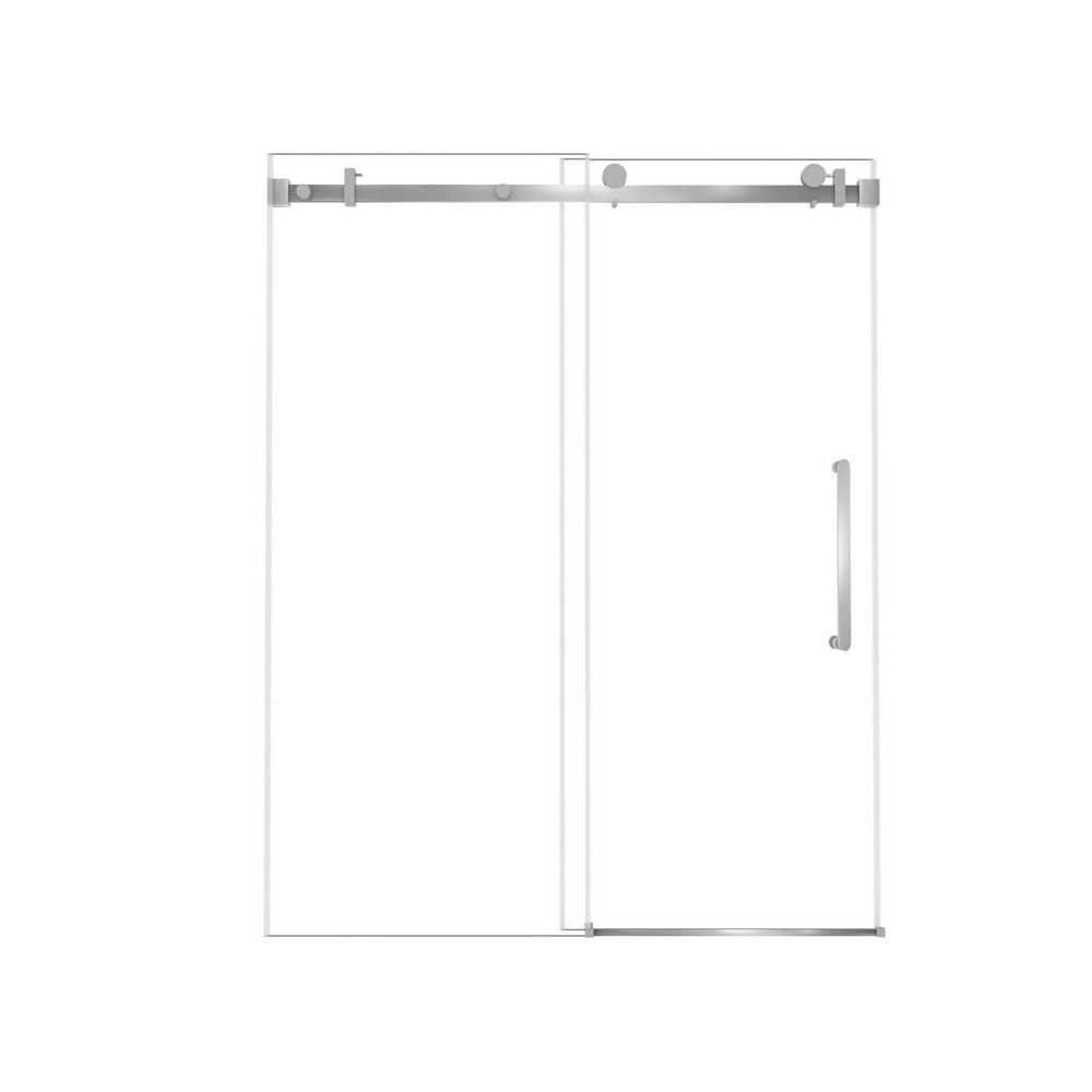 Velrix 60 in. W x 76 in. H Single Sliding Frameless Shower Door in Brushed Nickel with Clear Tempered Glass price history on PriceWatchPro