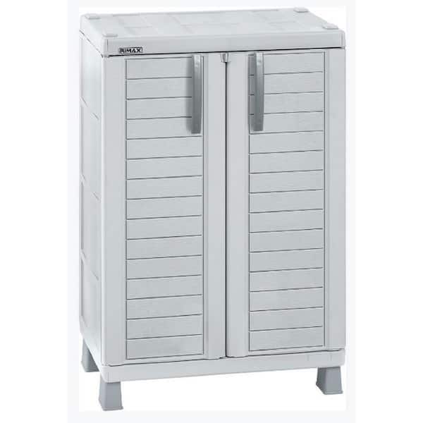 Rimax Plastic Freestanding Garage Cabinet in Light Gray (26 in. W x 37 in. H x 18 in. D)