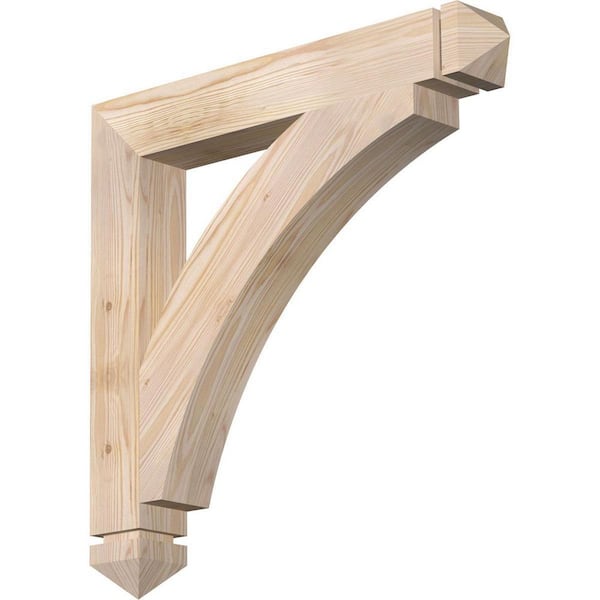 Ekena Millwork 3.5 in. x 26 in. x 26 in. Douglas Fir Thorton Arts and Crafts Smooth Bracket