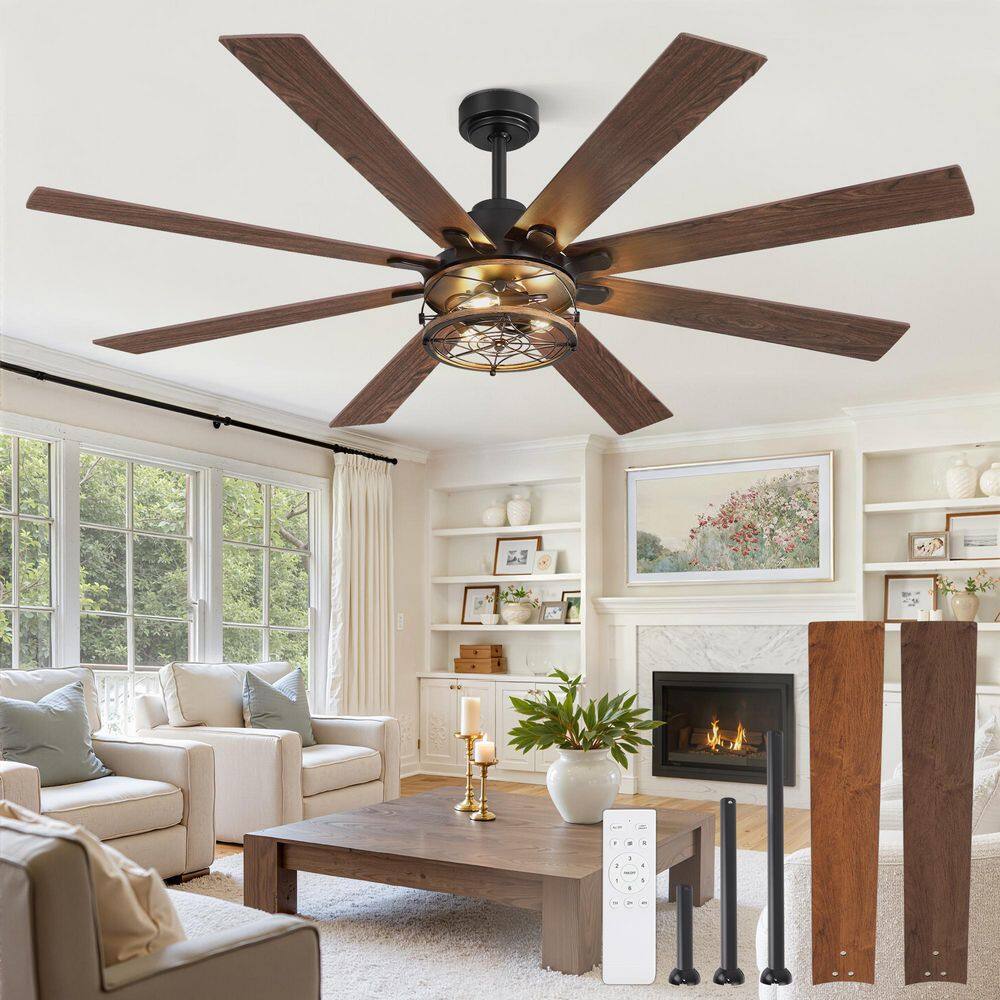 52 in Black Indoor/Outdoor Ceiling Fans with Light Waterproof Remote DC motor Downrod Fandelier for Patios Porch Pergola price history on PriceWatchPro