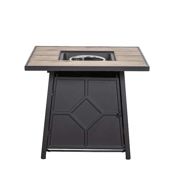 Unbranded 28 in. Square 40,000 BTU Steel Propane Gas Fire Pit Outdoor Fire Pit Table with Steel lid and Weather Cover