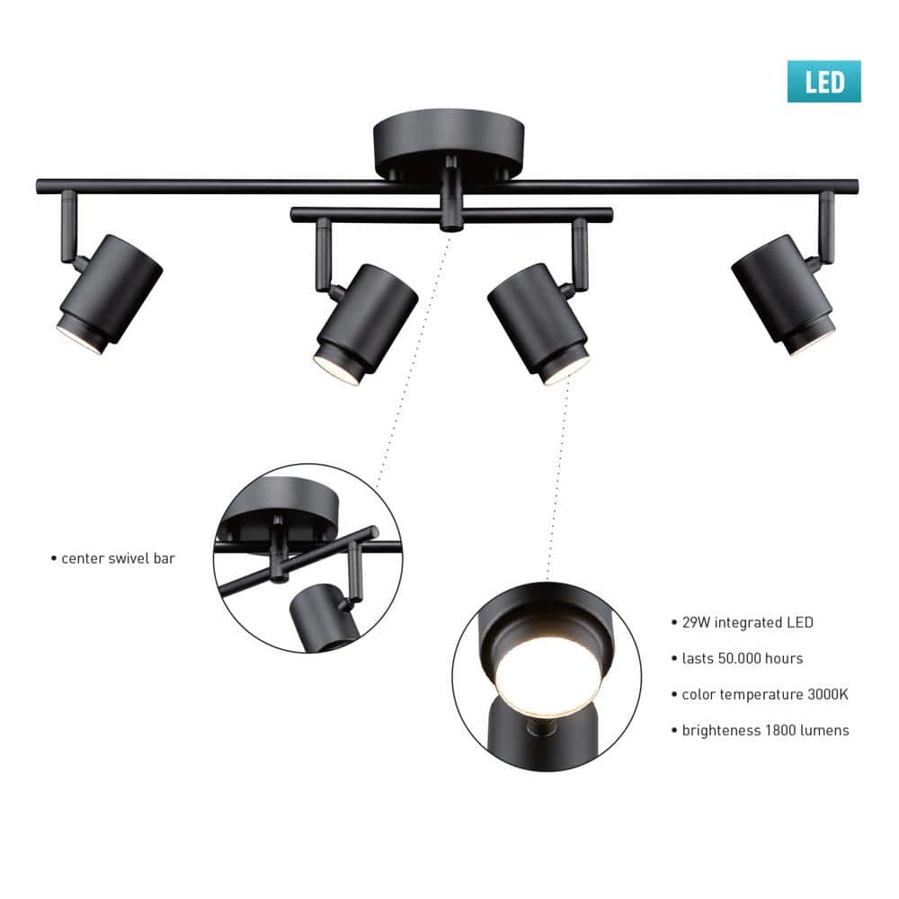 Walton 26" Matte Black Integrated LED Swivel Track Lighting