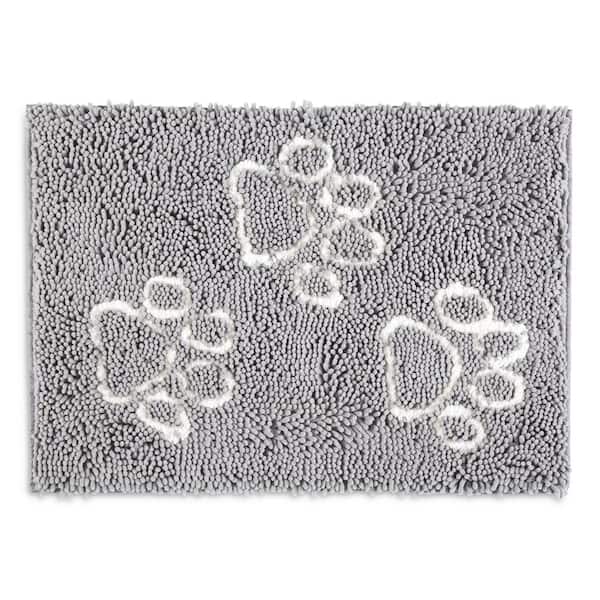 FRISCO Microfiber Chenille Paw Print Doormat, Gray 