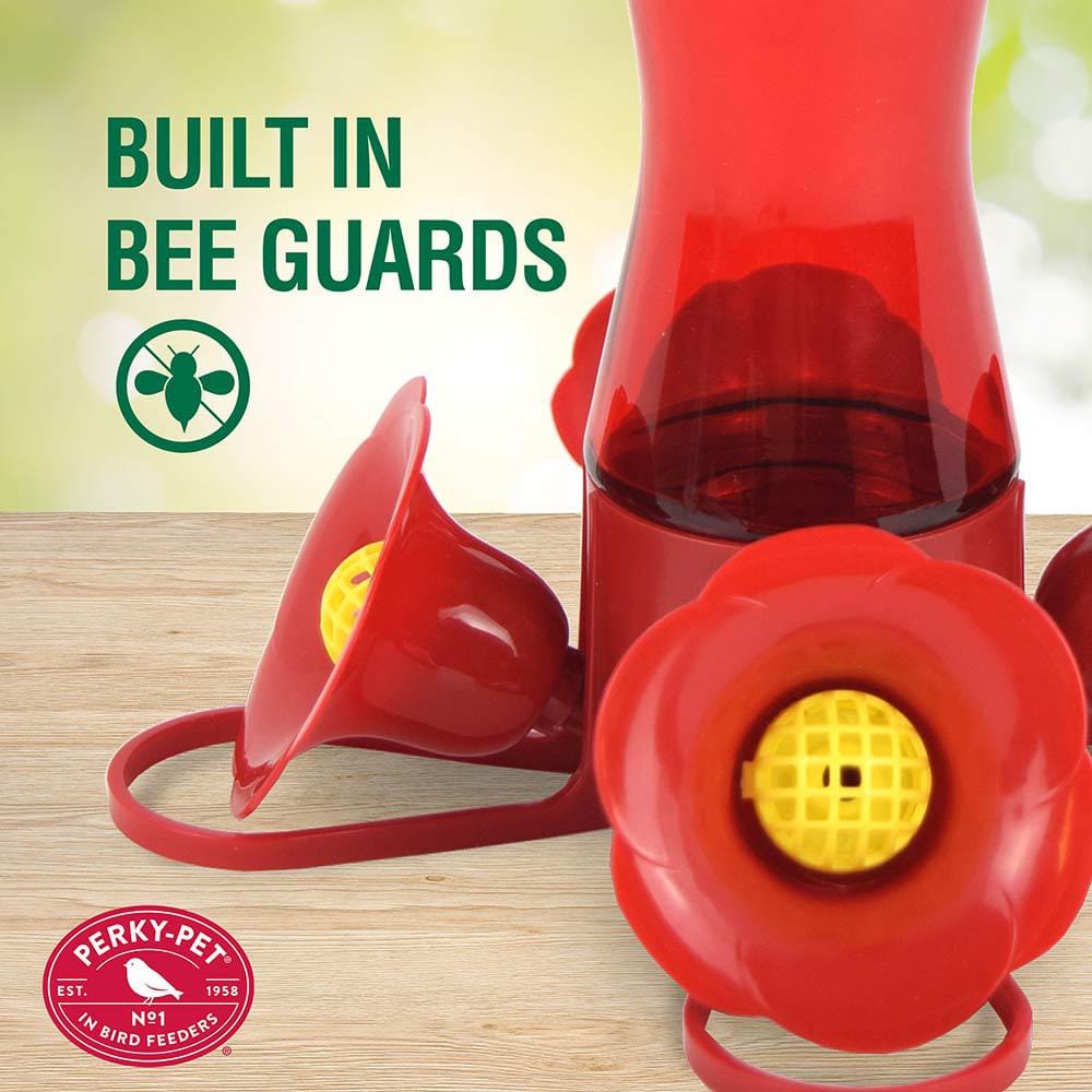Red Glass and Plastic Hanging Hummingbird Feeder, 8-Ounce