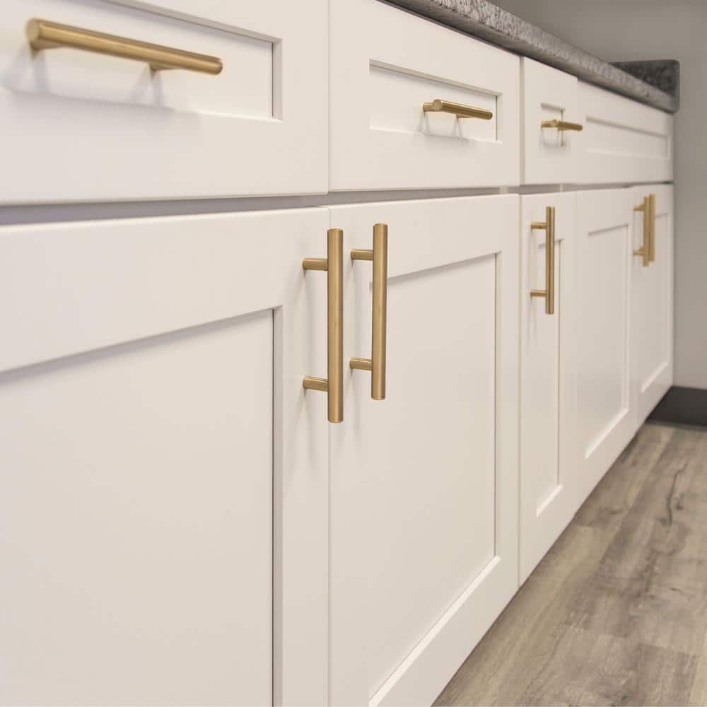 5-Inch Brushed Brass Modern Cabinet Bar Pulls, Set of 10