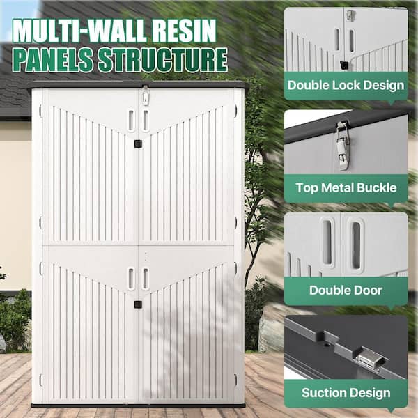 Sizzim Vertical 4.3 ft. W x 2.5 ft. D Resin Shed with 2-Piece