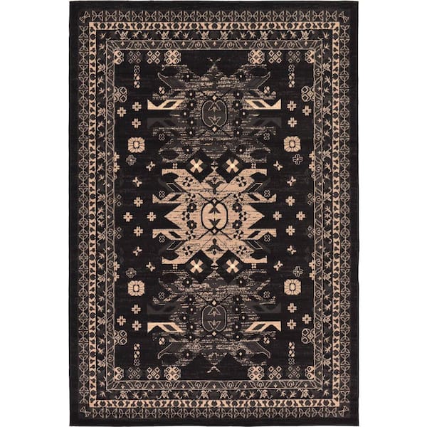 Taftan Oasis Black 6' 0 x 9' 0 Area Rug