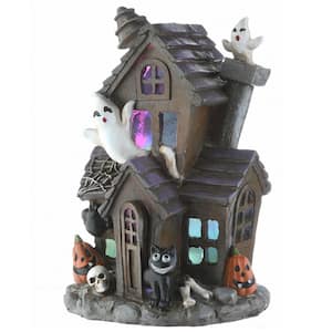 6 in. Black Haunted House with LED Light