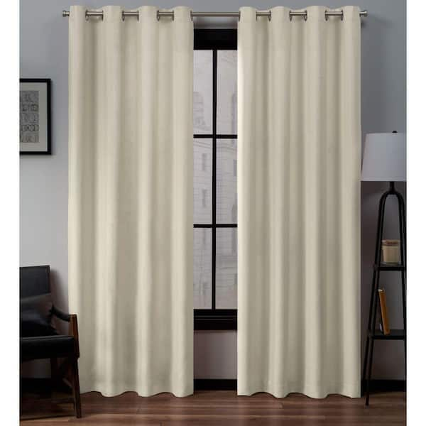 Loha Ivory Solid Light Filtering Grommet Top Curtain, 54 in. W x 96 in. L (Set of 2)