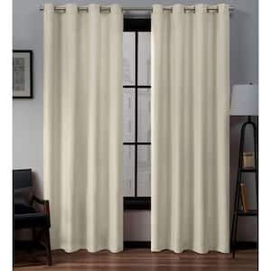 Loha Ivory Solid Light Filtering Grommet Top Curtain, 54 in. W x 84 in. L (Set of 2)