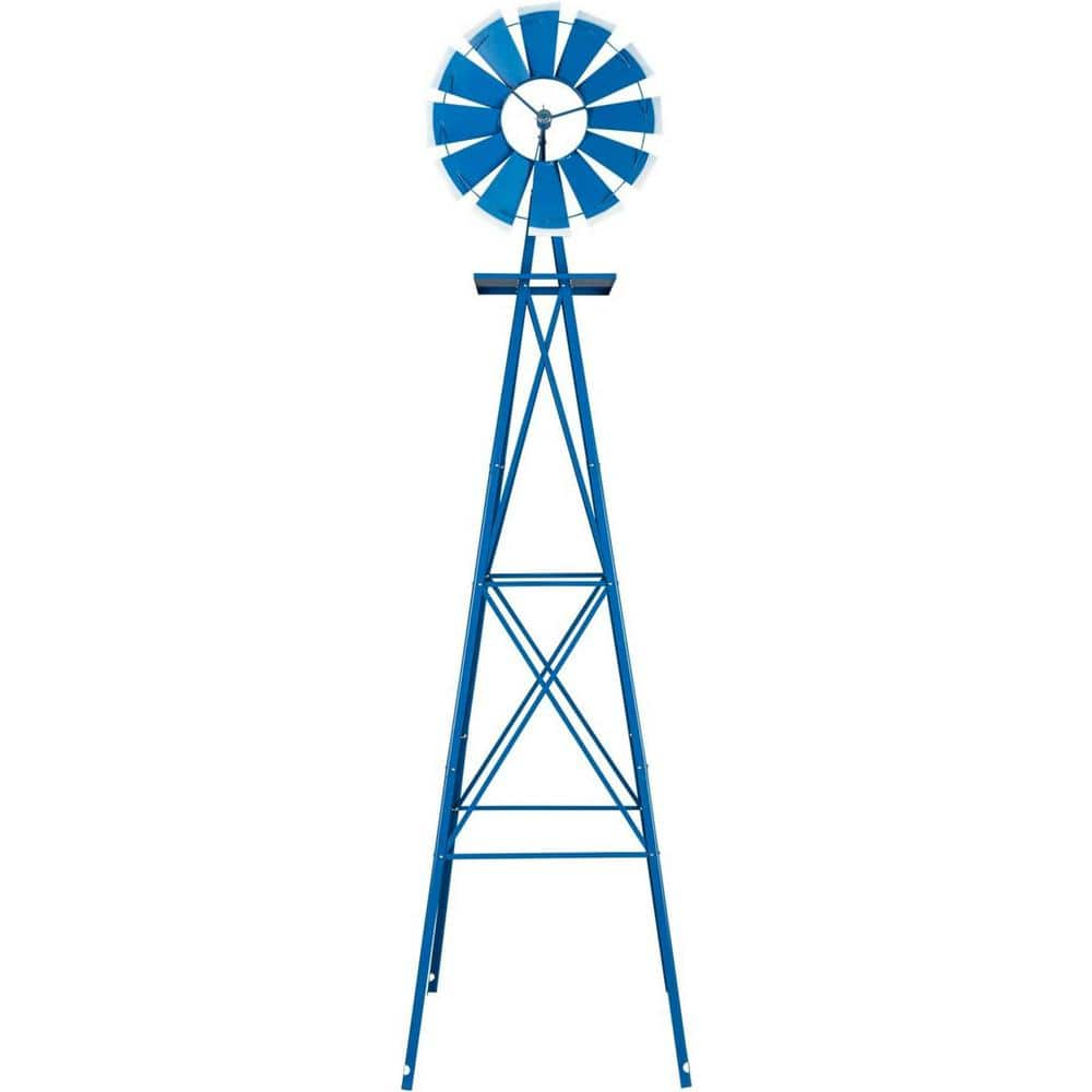 Karl home 8 ft. Outdoor Blue Metal Classic Decorative Windmill ...