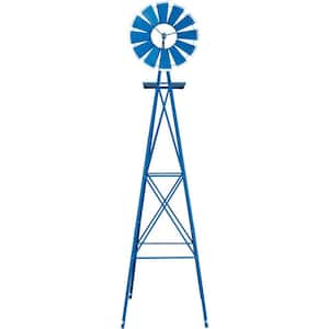 8 ft. Outdoor Blue Metal Classic Decorative Windmill