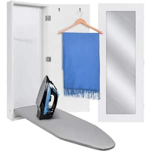 Ironing Board, Hanging Ironing Board and Ironing Board Cover with Mirror, White