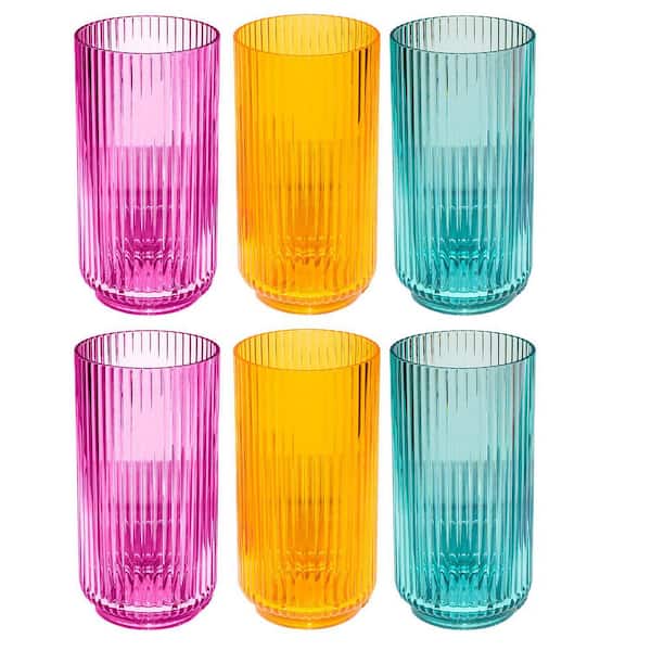 Mesa 22 oz. Dishwasher Safe Multi-Colored Acrylic Drinking Glass