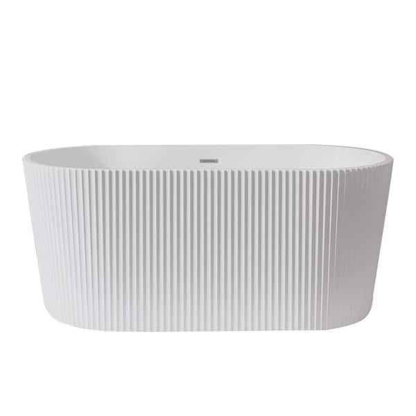 59 in. x 30 in. Acrylic Freestanding Soaking Bathtub in Glossy White