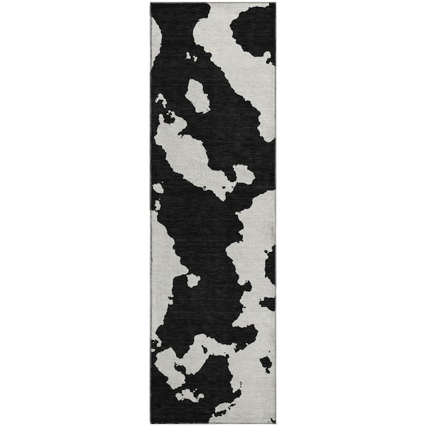 Addison Rugs Mayfield Premium Machine Washable Abstract AMF975 Black 2 ft. 3 in. x 7 ft. 6 in. Runner Rug