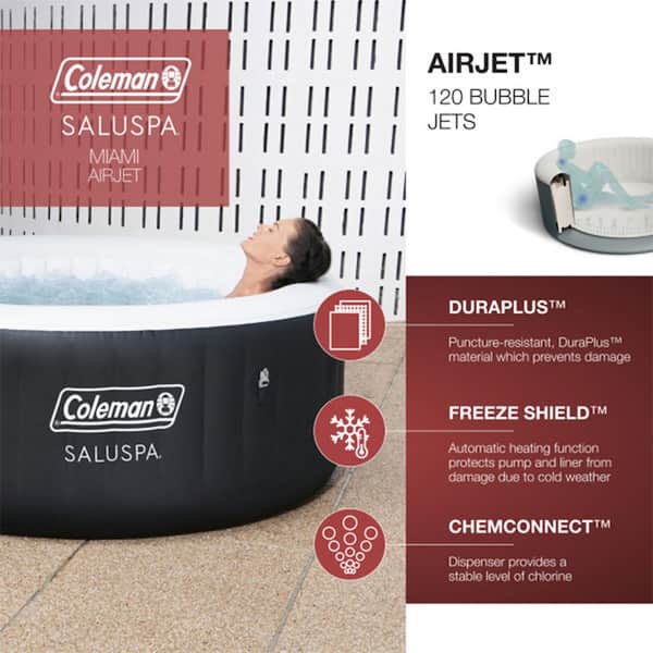 CO-Z 2-4 Person 6' Blow Up Hot Tub w 120 Air Jets Heater Cover Electric  Pump Portable Pool Black 