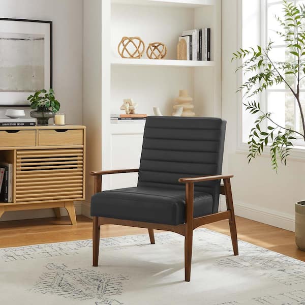 MODWAY Jensen Vegan Leather Accent Chair in Walnut Black