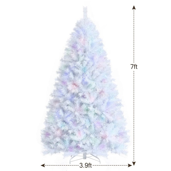 Costway 7 ft. White Iridescent Tinsel Artificial Christmas Tree