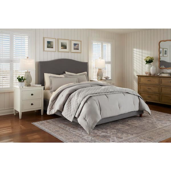 3-Piece Gray Cotton Linen Blend King Comforter Set