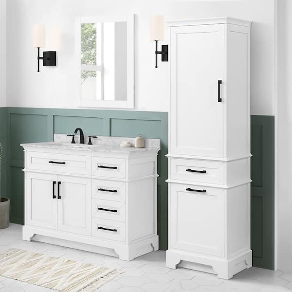 Home Decorators Collection Cherrydale 20 in. W x 18 in. D x 72 in. H White Freestanding Linen Cabinet