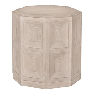 Flonnin 20 in. Tawny Octagon Wood End Table with Ornamental Sunken Panels