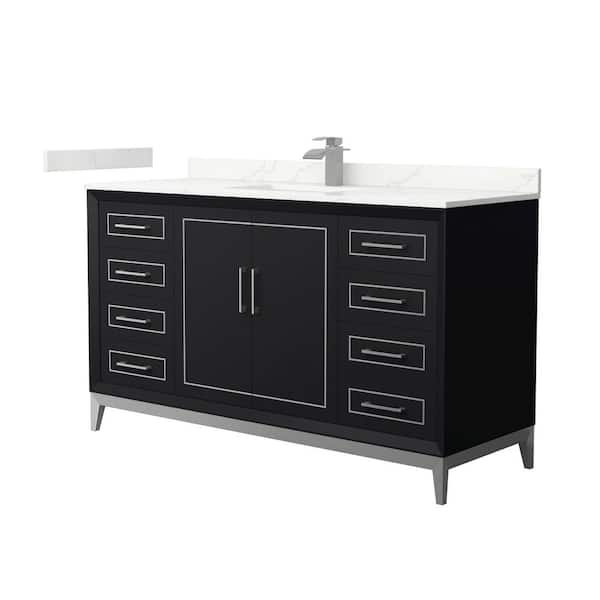 Wyndham Collection Marlena 60 in. W x 22 in. D x 35.25 in. H Single Bath Vanity in Black with Giotto Quartz Top