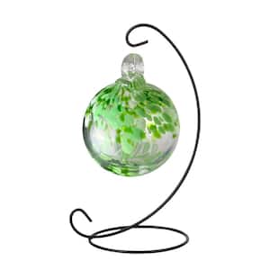 Tree Of Life 3 in. Multi-Color Celtic Hand-Blown Glass Ball with Antique Bronze Finish Metal Stand