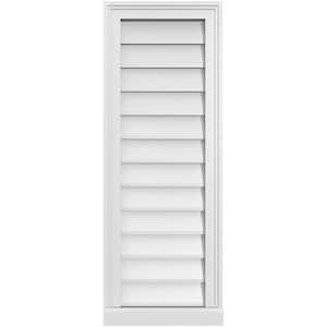 14 in. x 38 in. Vertical Surface Mount PVC Gable Vent: Decorative with Brickmould Sill Frame