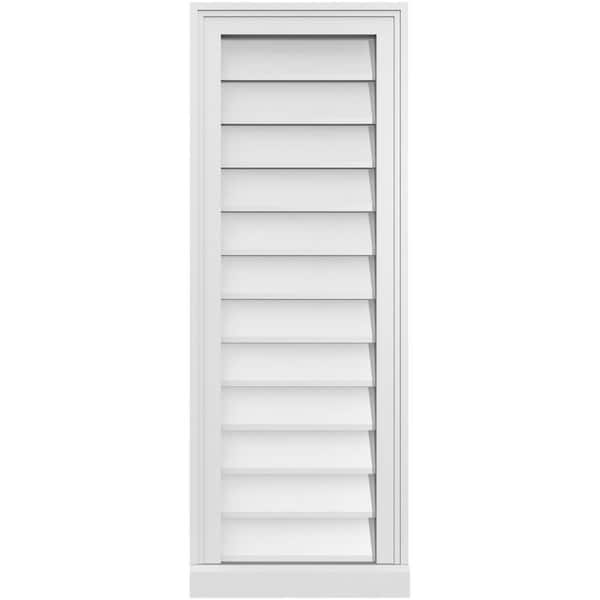 Ekena Millwork 14 in. x 38 in. Vertical Surface Mount PVC Gable Vent: Decorative with Brickmould Sill Frame