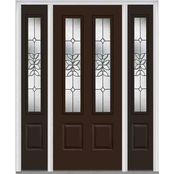 MMI Door 60 in. x 80 in. Cadence Right-Hand Inswing 2-Lite Decorative 2-Panel Painted Steel Prehung Front Door with Sidelites