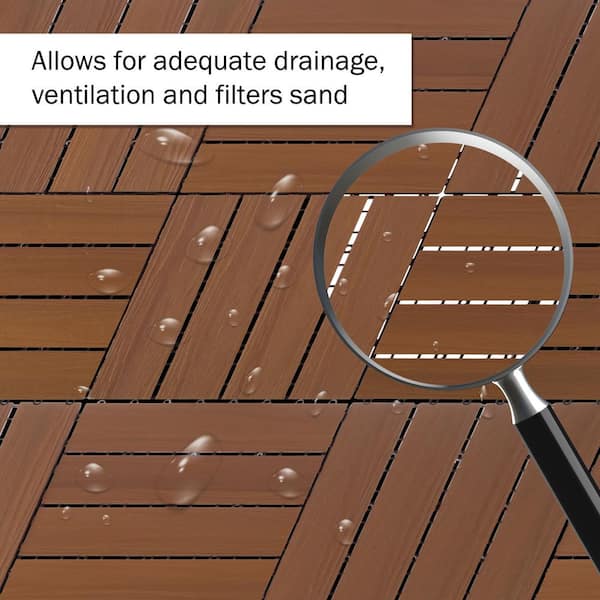 Pure Garden 1 ft. W x 1 ft. L 6 Patio Tiles Woodgrain Wood/Polypropylene Interlocking Deck Tile Flooring in Gray