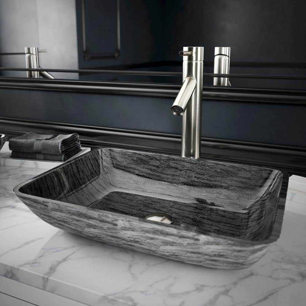 Brushed Nickel 12 3/4" Brass Single Hole Vessel Faucet