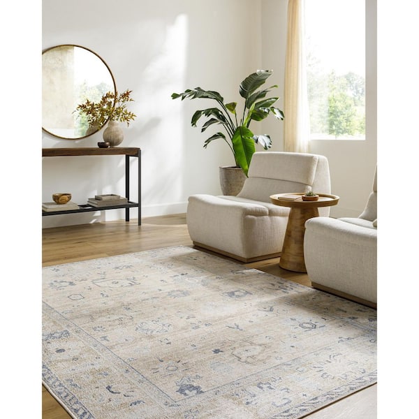 Marlon Tan Traditional Border 9 ft. x 14 ft. Area Rug