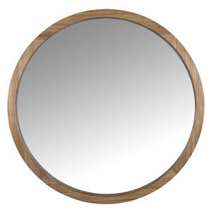 28 in. x 28 in. Classic Irregular Framed Brown Vanity Mirror