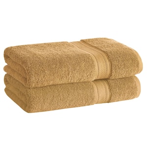100% Cotton Low Twist Bath Towels (30 in. L x 54 in. W), 550 GSM, Highly Absorbent, Super Soft, Fluffy (2-Pack, Ocher)