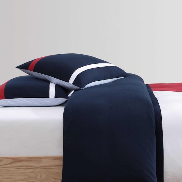 トミーヒルフィガー　クィーンサイズ　掛け布団 Tommy Hilfiger Iconic Anniversary 3-Piece Navy/Red/White Cotton